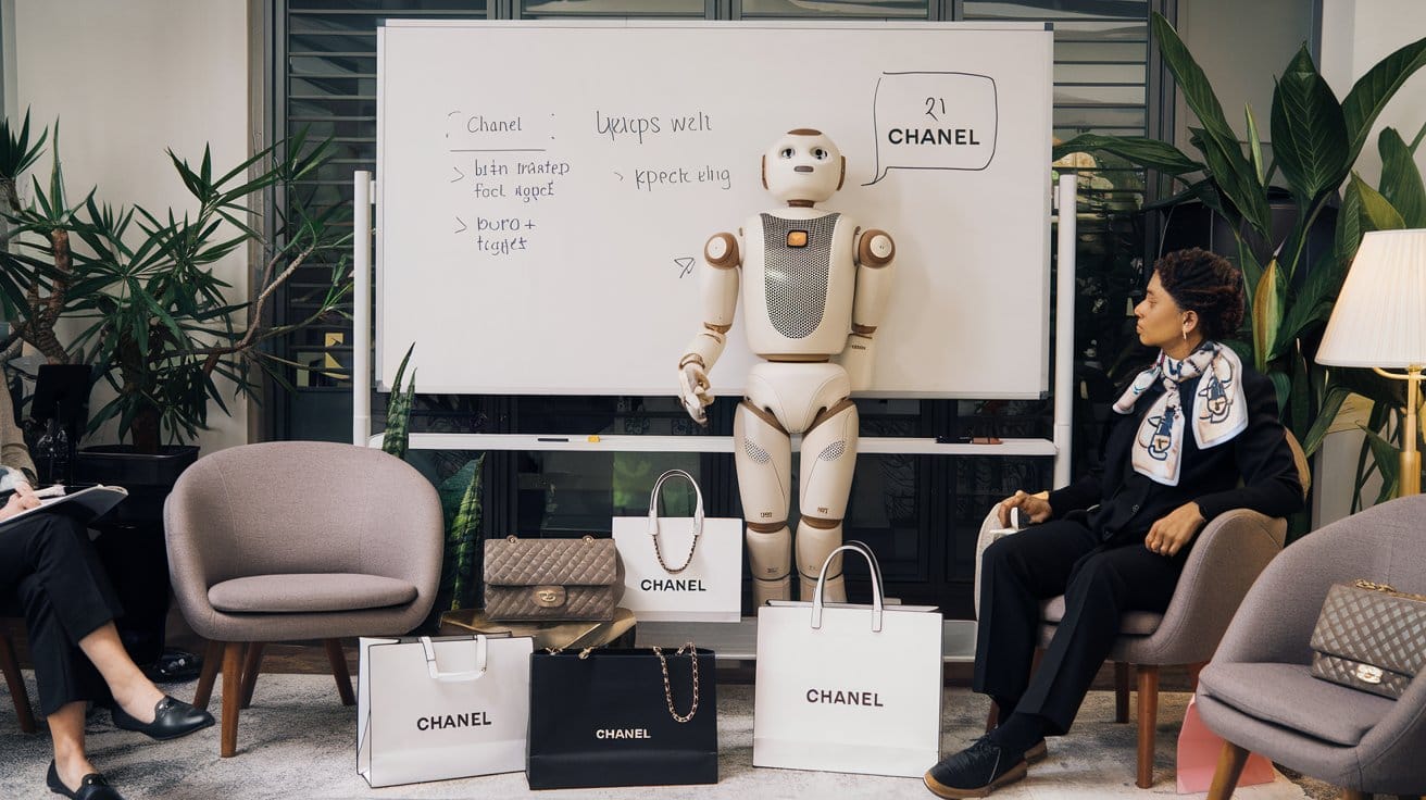 A photo of a demo with ChatGPT and Chanel. ChatGPT is a large language model developed by OpenAI.